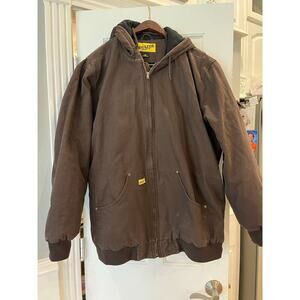 Brazos Workforce Canvas Insulated Barn Chore Coat Jacket Men 2XL Brown Flaws